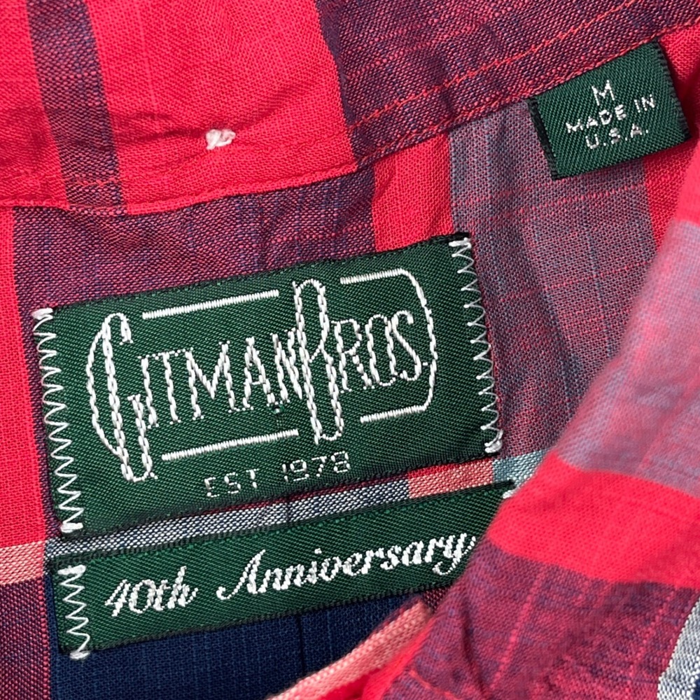 Gitman Bros 40th Anniversary Mens Red Multi Plaid Button Down Shirt Medium NWT - Picture 2 of 6